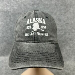 Unbranded Unisex Alaska The Last Frontier Hat OSFM Gray Acid Wash Cotton